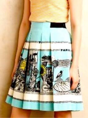 Anthropologie Florence Balducci scenic Paris artwork skirt